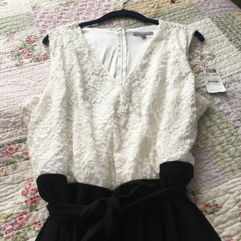 NY Collection Belted White Lace Jumpsuit (NEW)
